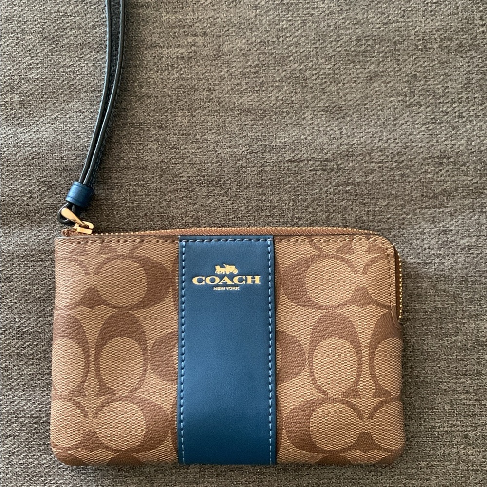 Coach Brown and Blue Wristlet